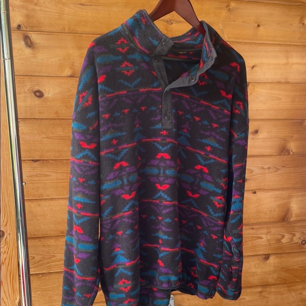 Black and Red Quarter-Zip Sweatshirt with Abstract Design